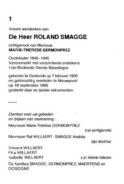 Bidprentje Roland Smagge